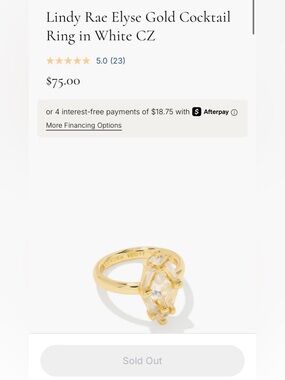 14k gold plated Kendra Scott ring